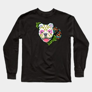 American Bulldog - Day of the Dead Sugar Skull Dog Long Sleeve T-Shirt